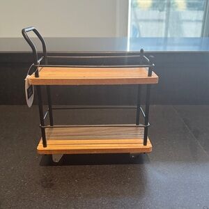 Target Black and Brown Two-Tiered Metal and Wood Caddy